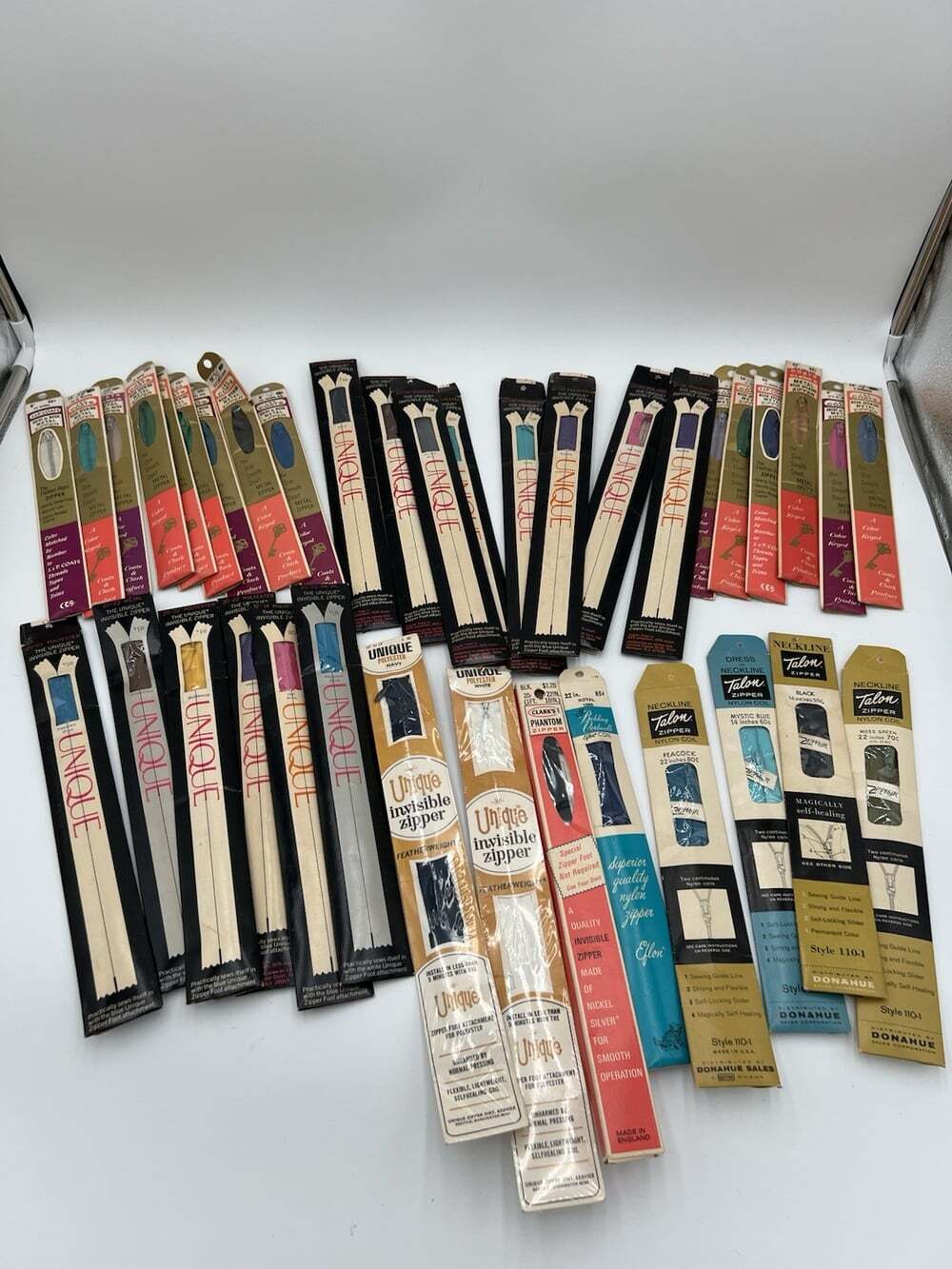 39 Vintage Zippers Lot Talon Unique Coats Clark Belding Sewing NOS Various Sizes